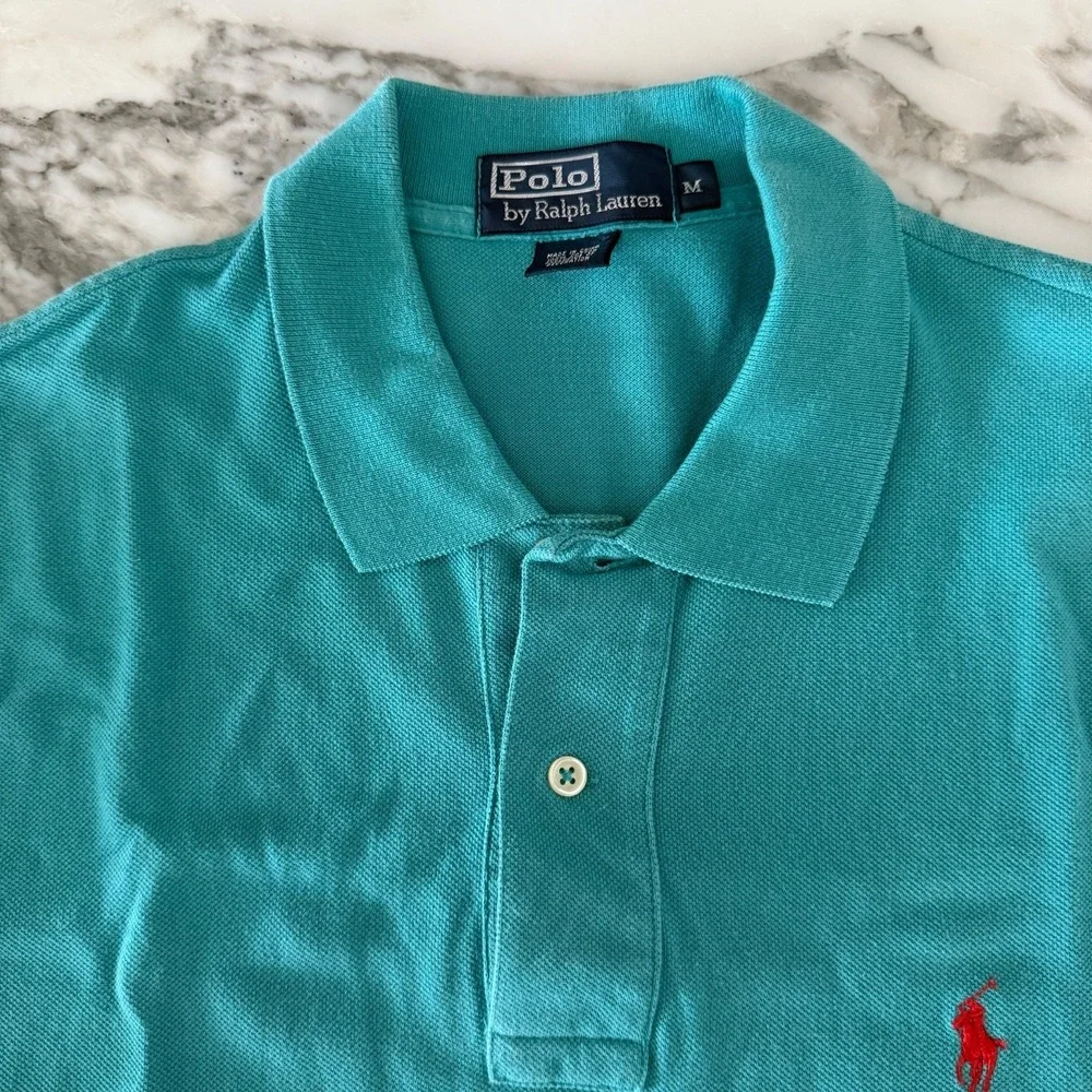 POLO Ralph Lauren Polo Shirt Mens Green 100% Cotton, Size Middle